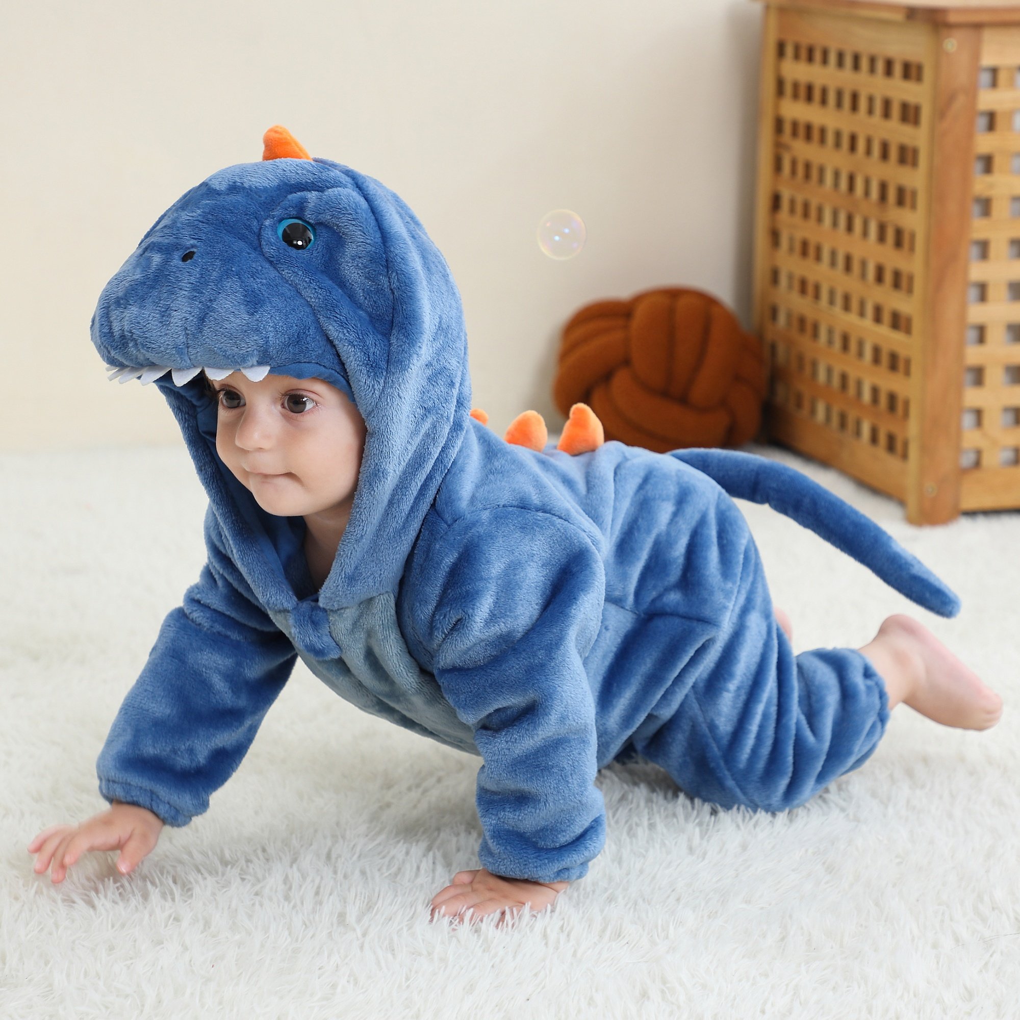 Michley Custom Label New design Cosplay Baby Bodysuit baby Romper 3D Cartoon BLUE DRAGON Infant Costumes Animal Boy's Jumpsuit