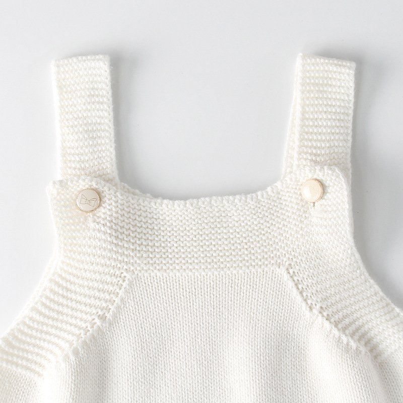 Spring Autumn Children Sweet Outdoor Clothing Boys Girls Knitted Cotton Solid Color Sleeveless Baby Short Romper