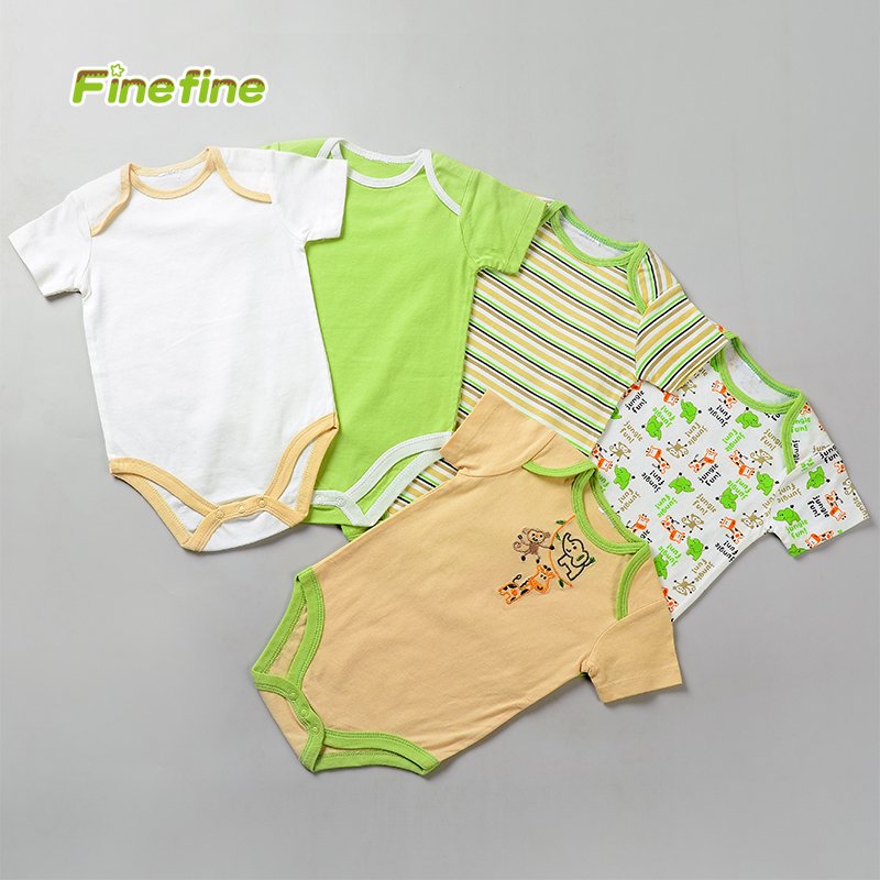 New Arrival Cotton Combed Interlock Short Sleeve Baby Bodysuits For Boys