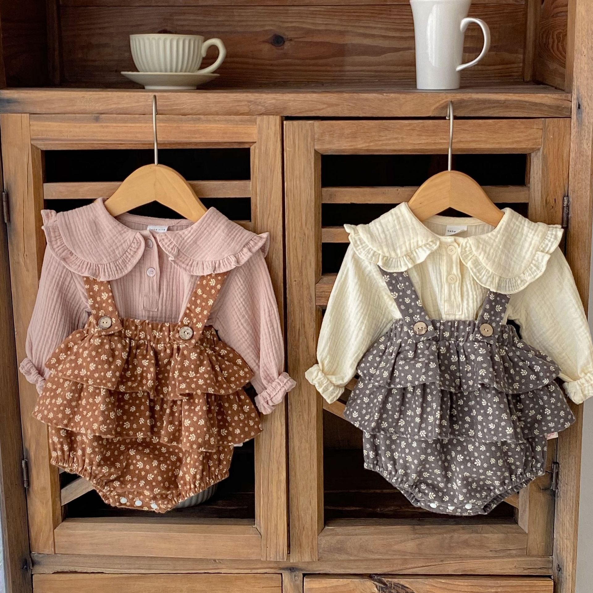 Baby romper customisable baby romper for girls New fall long sleeved jumpsuit dress with suspenders