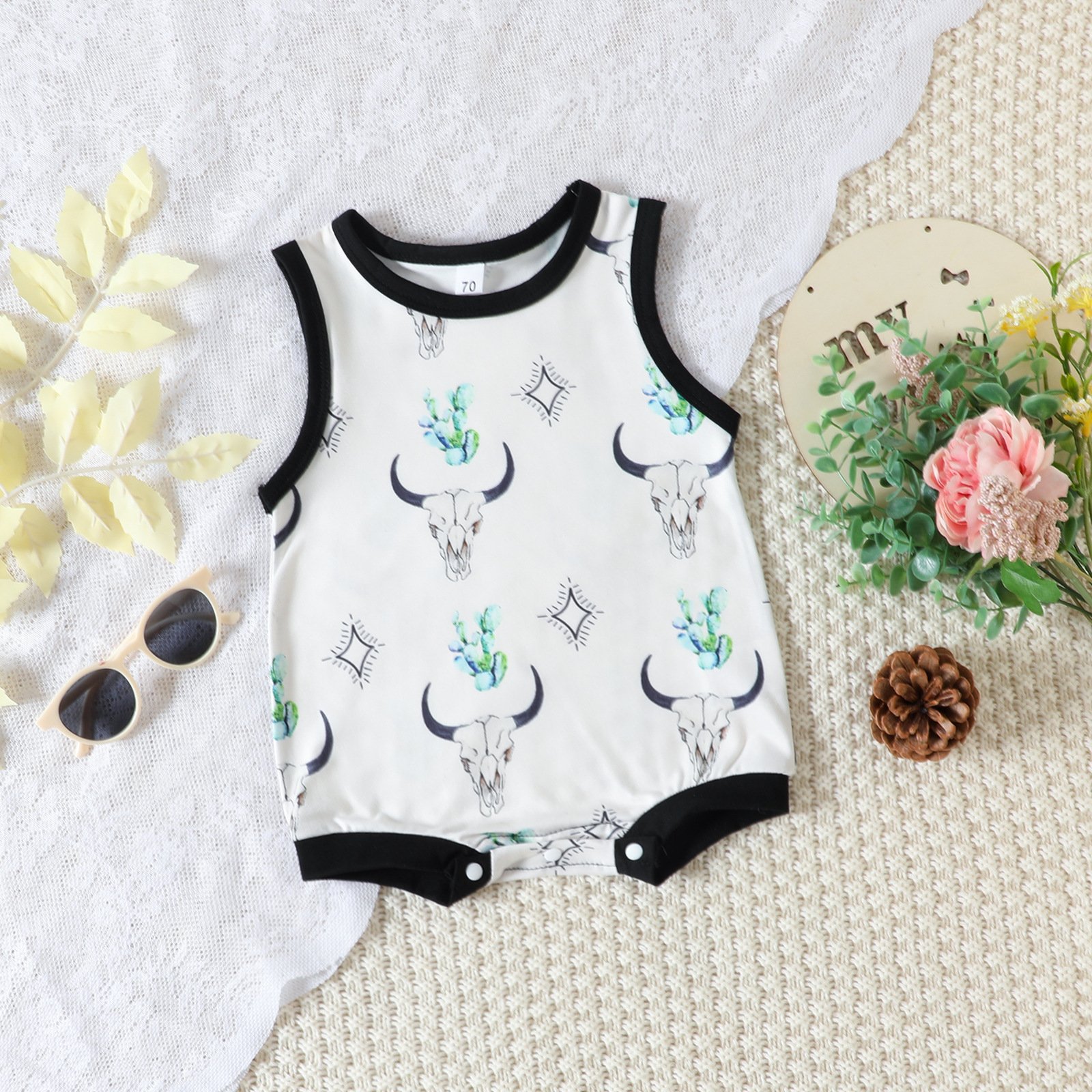 New Arrival Summer Newborn Baby Romper Sleeveless Infant Bodysuit Cartoon Animals Print Baby Girl Romper