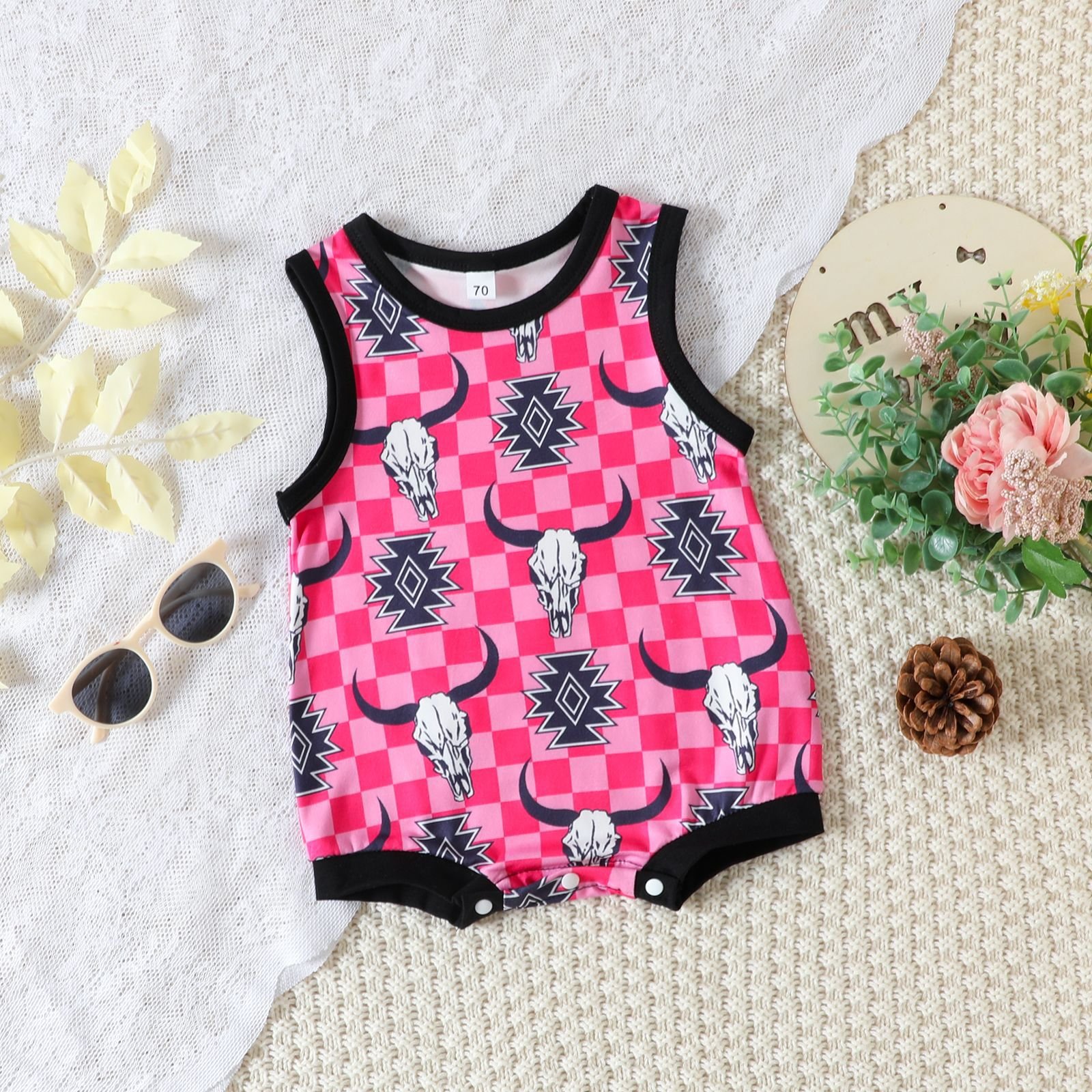 New Arrival Summer Newborn Baby Romper Sleeveless Infant Bodysuit Cartoon Animals Print Baby Girl Romper