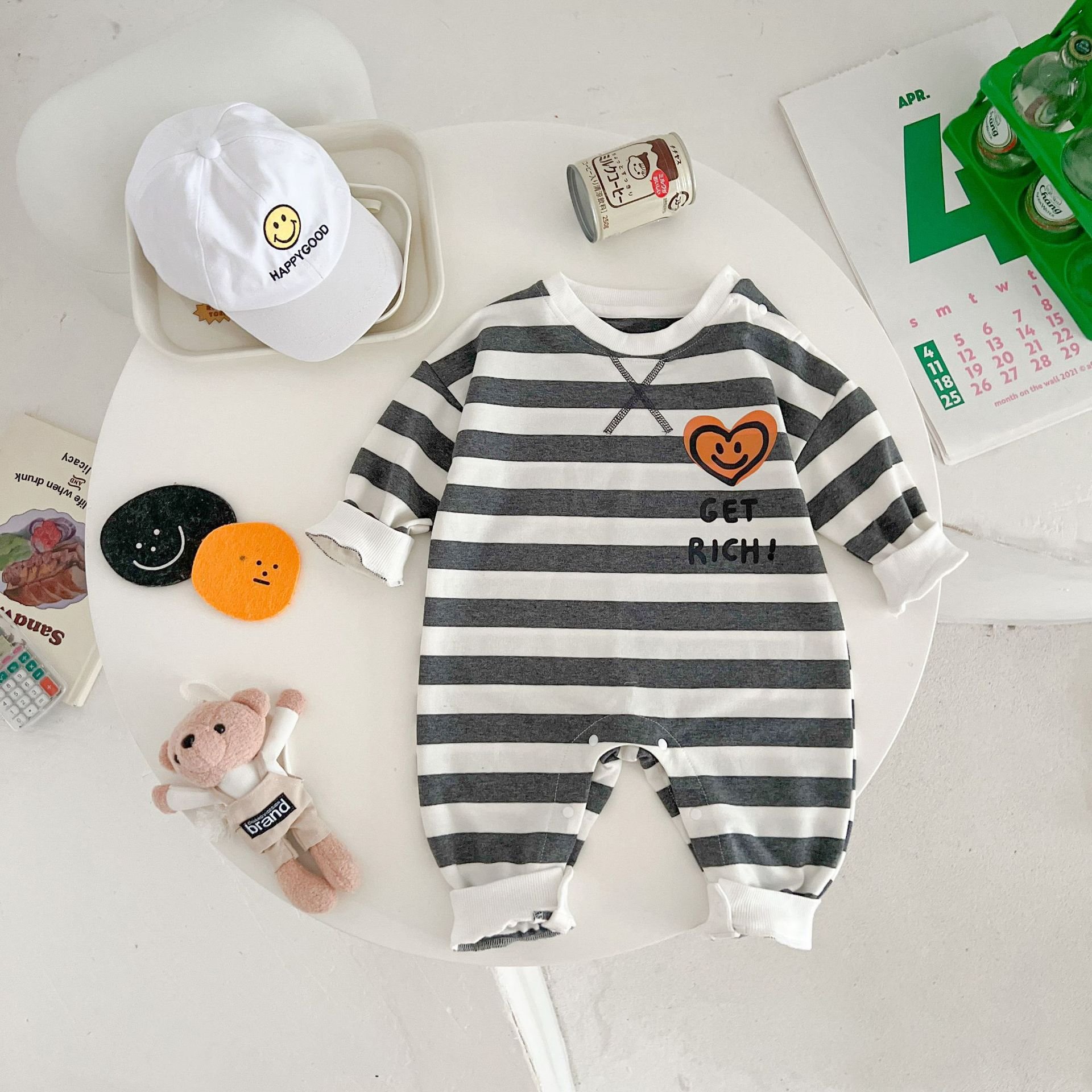 Factory Price Long Sleeve Baby Rompers Newborn 100% Cotton Baby Clothes Baby Romper With Button