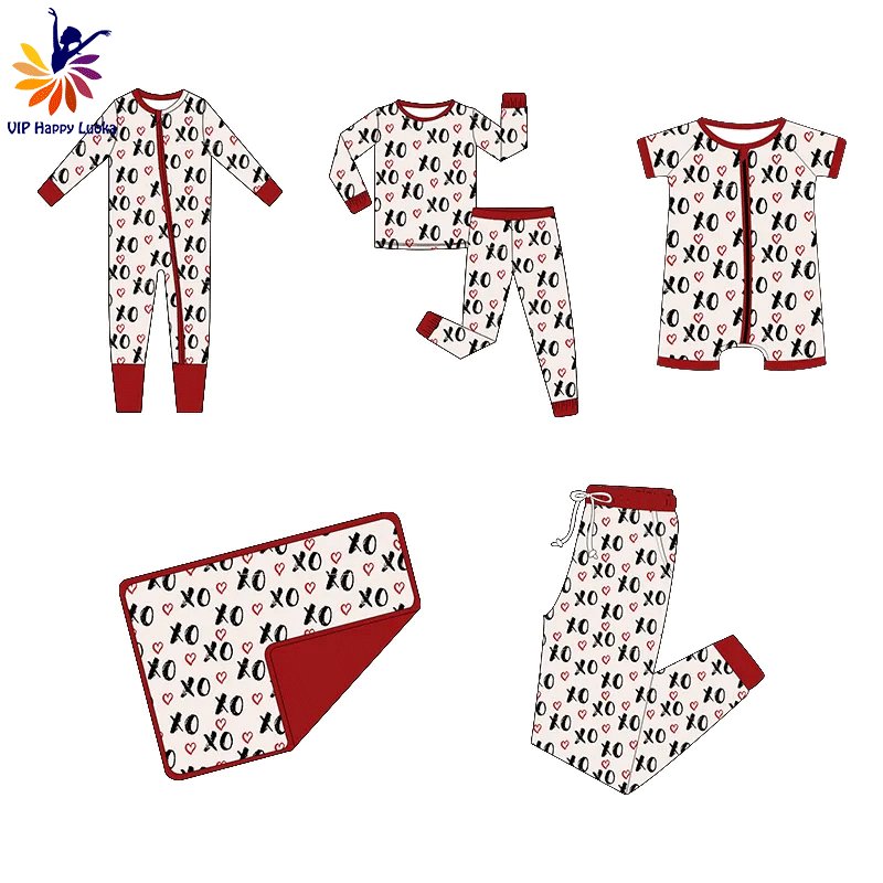 Baby Long Sleeve Romper Custom Printed 95% Bamboo And 5% Spandex Jumpsuit Valentine's Day