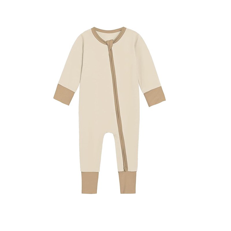 BKD 100% Cotton Baby Romper 0 to 3 Month Baby Plain Clothes 2 way Zipper Infant Jumpsuit Thick Warm Blank Cotton Baby Rompers