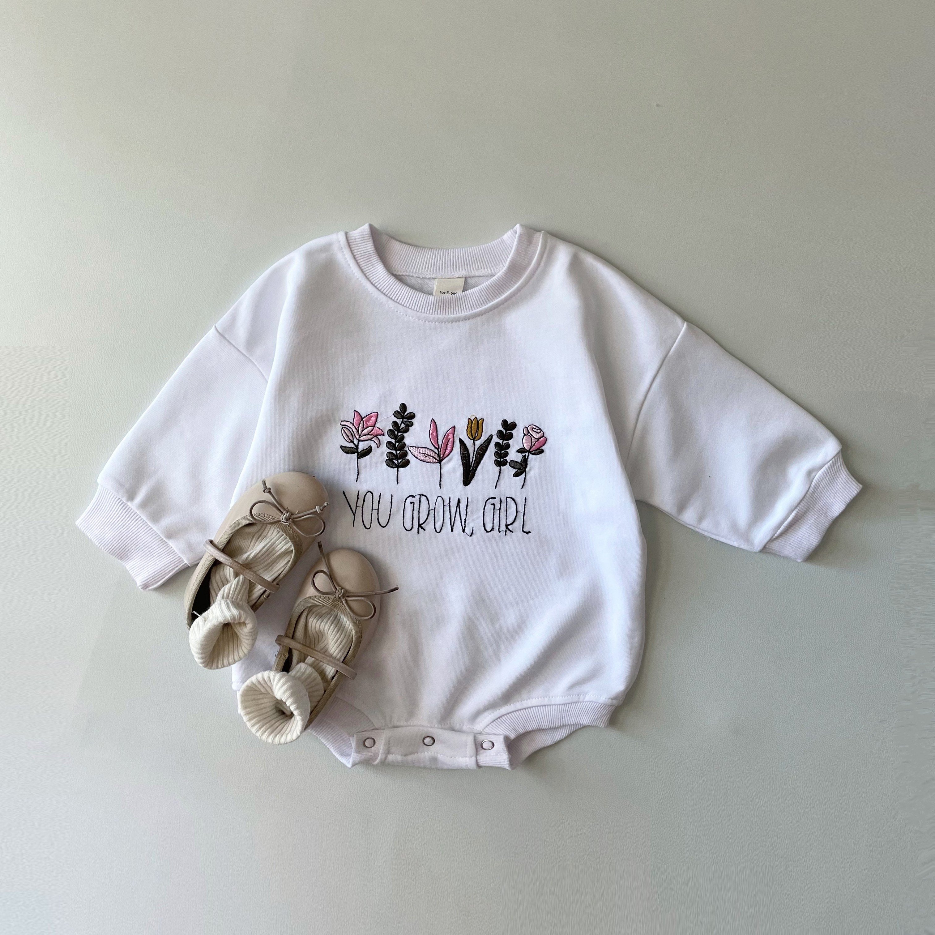 INS Newborn Baby Girls Romper Sweatshirts Clothing Floral Embroidery Infant Boys Long sleeve Jumpsuits