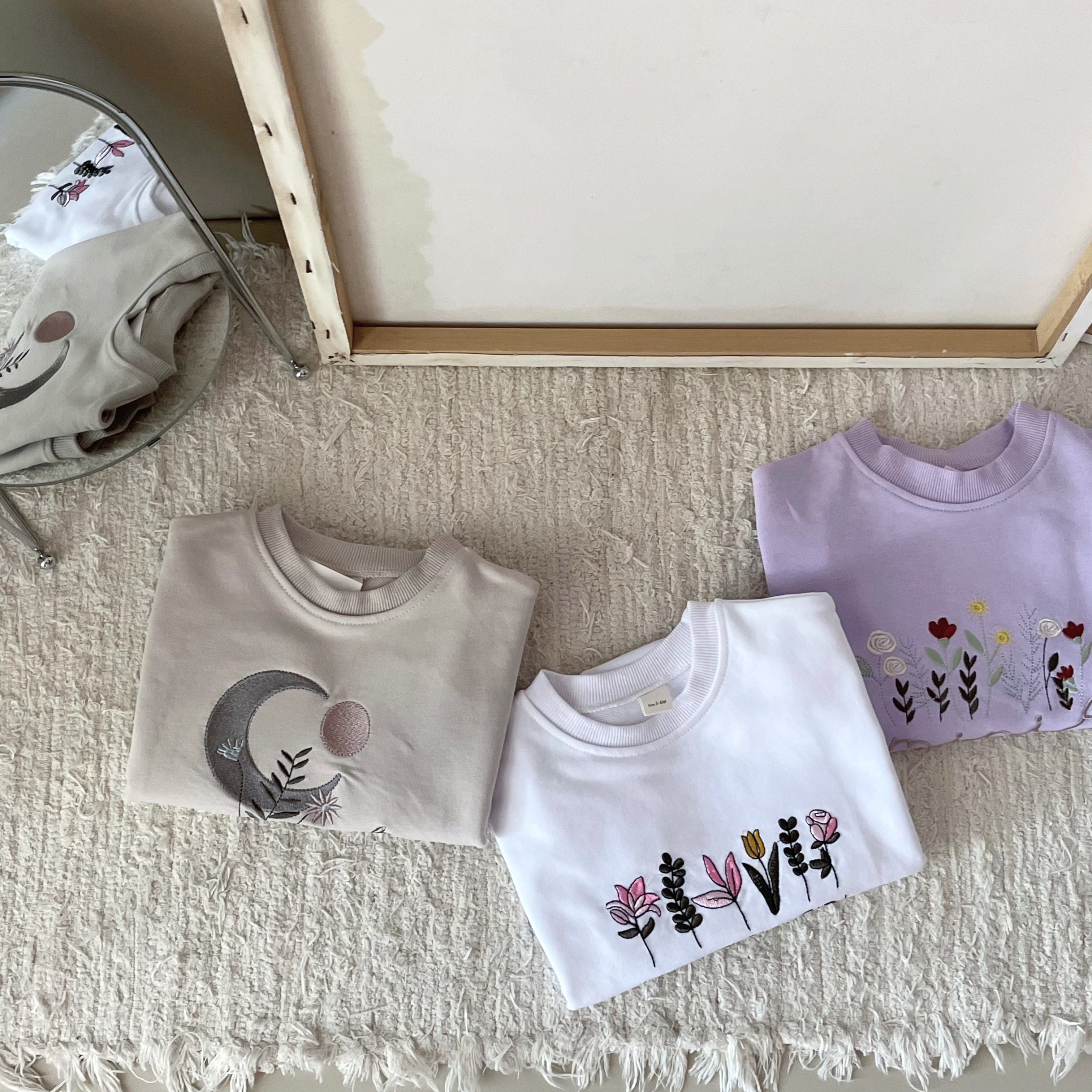 INS Newborn Baby Girls Romper Sweatshirts Clothing Floral Embroidery Infant Boys Long sleeve Jumpsuits