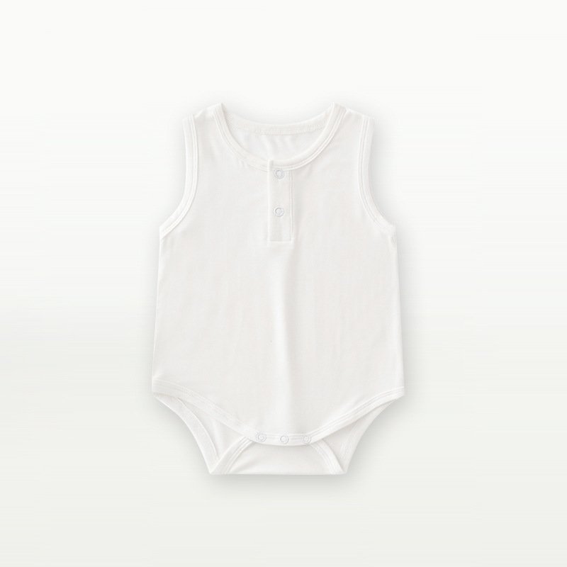 Comfortable Colors High Quality Plain Design Short Sleeveless Custom Bamboo Baby Romper