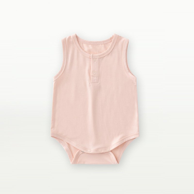 Comfortable Colors High Quality Plain Design Short Sleeveless Custom Bamboo Baby Romper