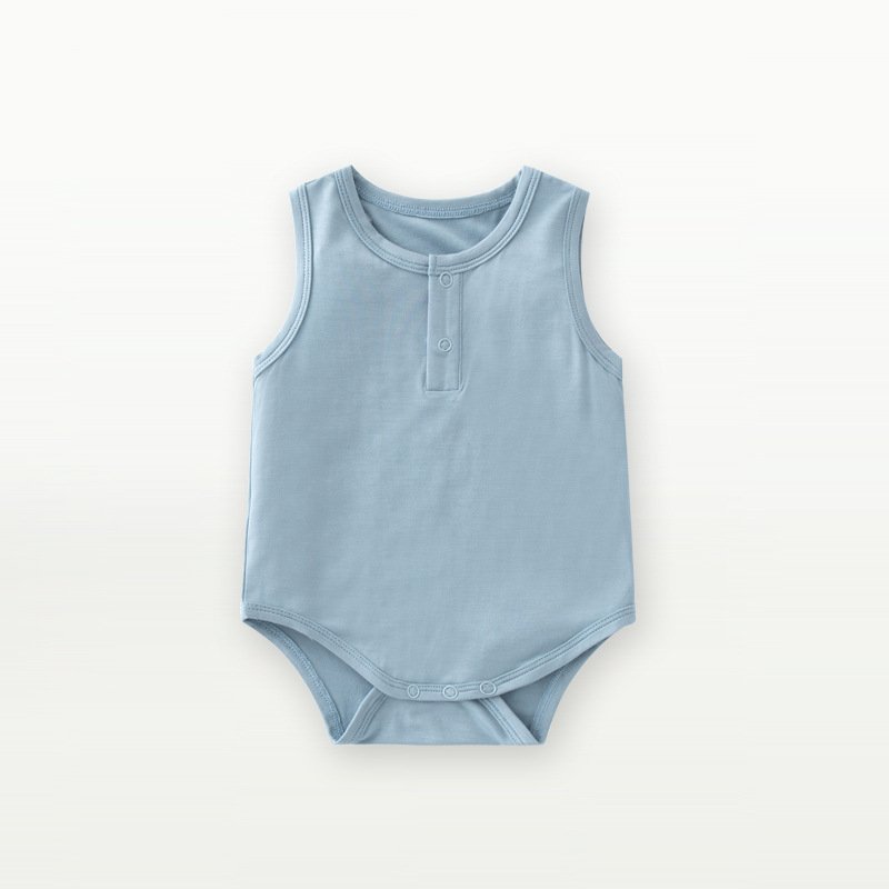 Comfortable Colors High Quality Plain Design Short Sleeveless Custom Bamboo Baby Romper