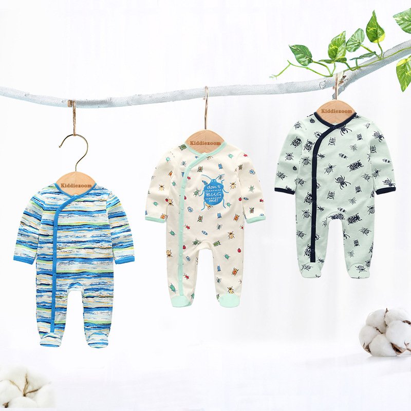 Custom Clothing Zip Baby Rompers Wholesale Print Baby Boy's and Girls' Spring Autumn Baby Rompers Pajamas