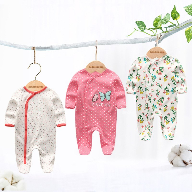 Custom Clothing Zip Baby Rompers Wholesale Print Baby Boy's and Girls' Spring Autumn Baby Rompers Pajamas