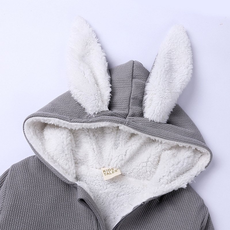Winter Baby Rompers Newborn Clothes Rabbit Ear Hooded Thicken Long Sleeve Jumpsuit infant kids Costume Baby Romper Winter Fleece