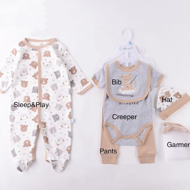 6 Pcs Set Baby Newborn Onesies 6 - 9m Cotton Rompers Set For Infant Fun Cartoon High Quality Short Sleeve Baby Romper