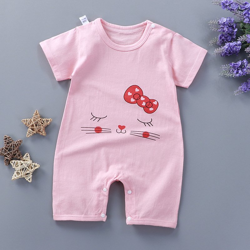 0 to 12 months newborn baby 100% cotton summer breathable material round collar with close button baby romper pattern customize