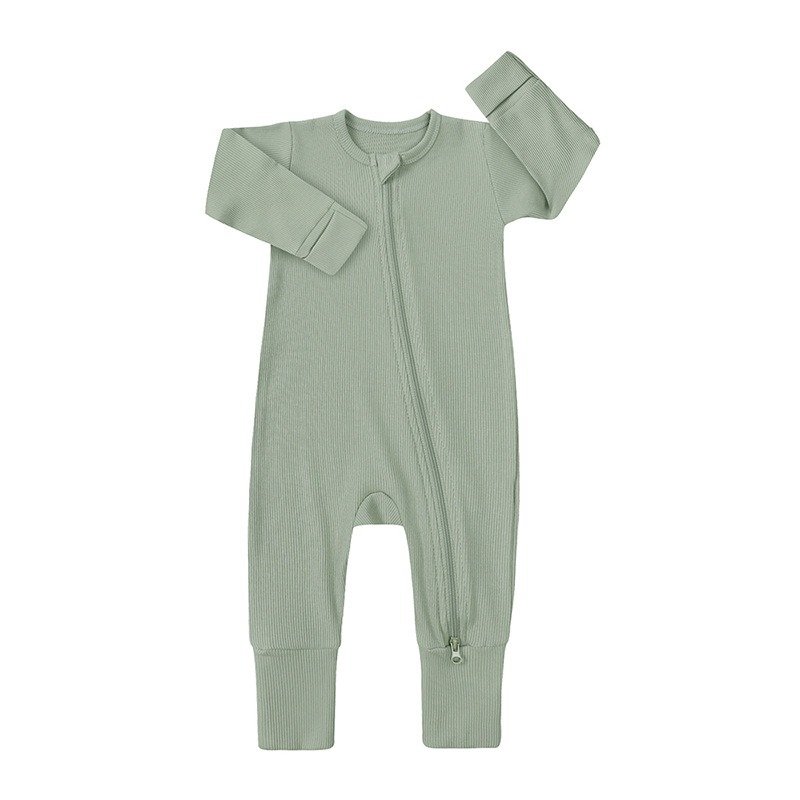 long sleeve dark green new born baby boy rompers bamboo baby rompers for boy 3-6 months solid color jumpsuits for baby girl