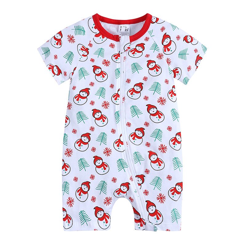 Custom Printed Cartoon Pattern Summer Baby Bamboo Crawl Romper Toddler Short Sleeve Go Out Baby Zip Romper