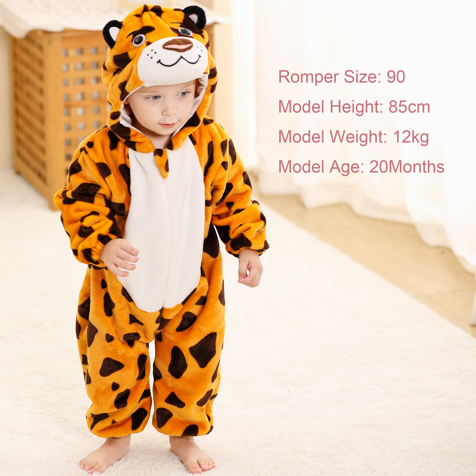 Michley Wholesale Baby Winter Romper Leopard Kid Rompers Clothes Flannel Hooded Thick And Warm Baby Rompers