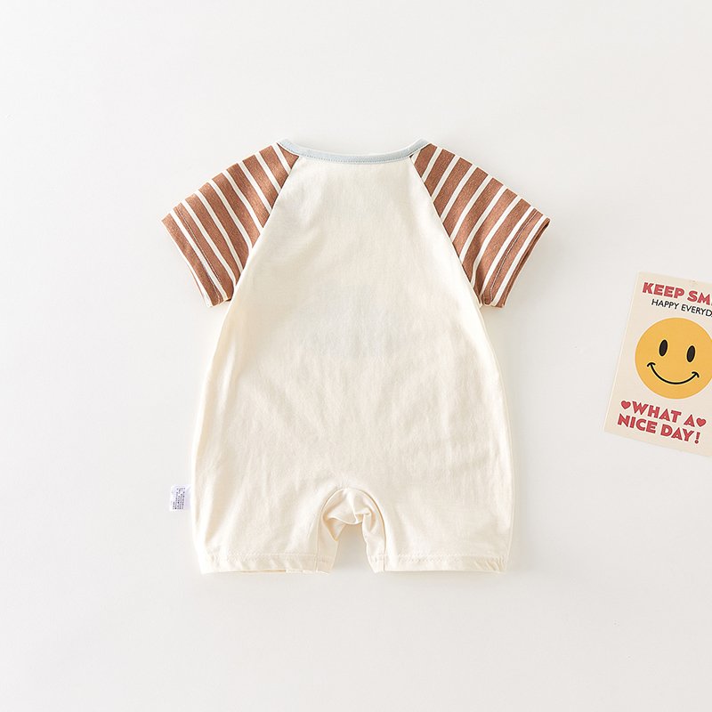 Unisex Baby Romper with Long Sleeves and Smile Print Knitted Fabric Infant Jumpsuit for Boys and Girls for Summer and Winter