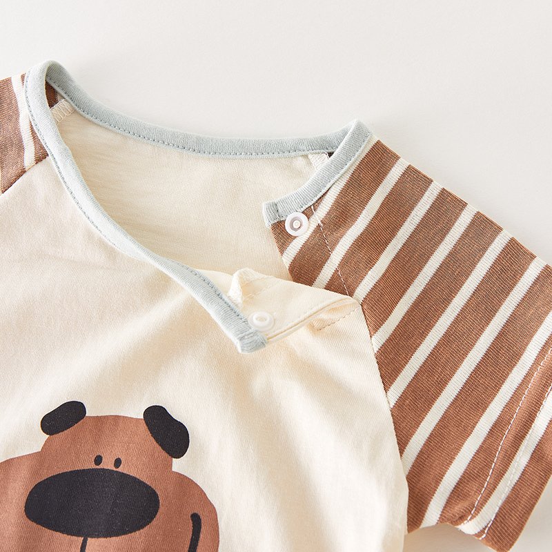 Unisex Baby Romper with Long Sleeves and Smile Print Knitted Fabric Infant Jumpsuit for Boys and Girls for Summer and Winter