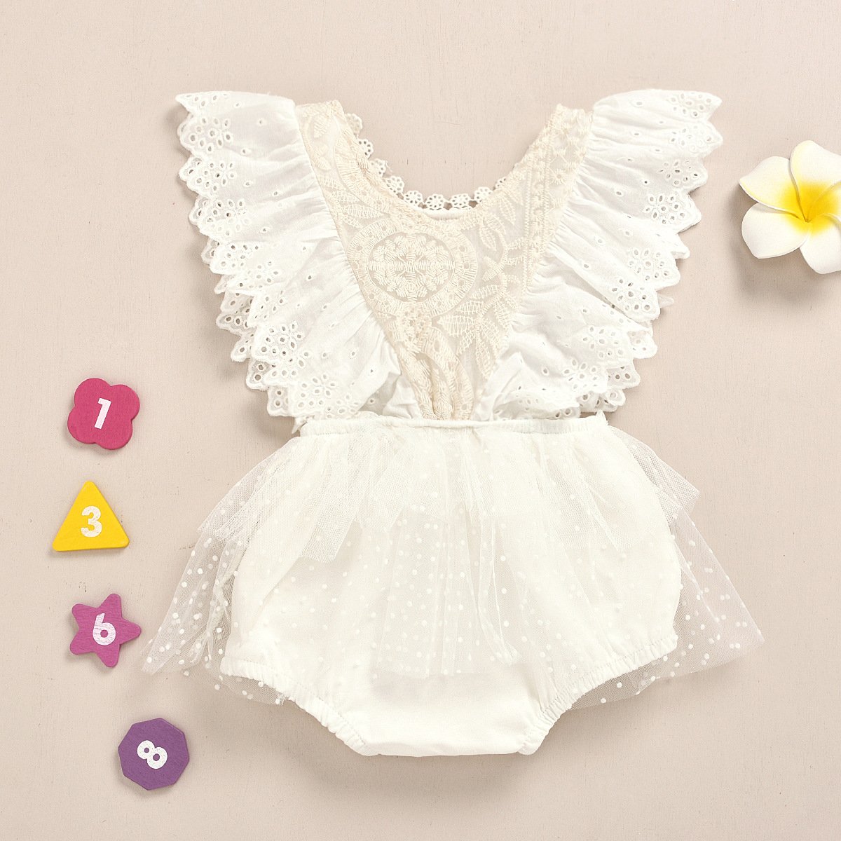 New Born Fly Sleeve Lace Ruffled 0-2 Years Old Summer Girl's Sleeveless Bodysuit Baby Romper
