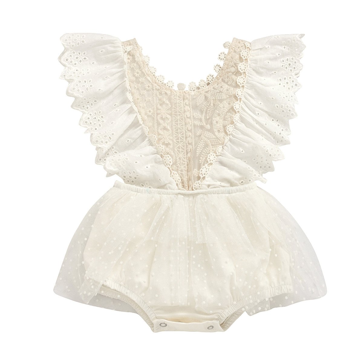 New Born Fly Sleeve Lace Ruffled 0-2 Years Old Summer Girl's Sleeveless Bodysuit Baby Romper