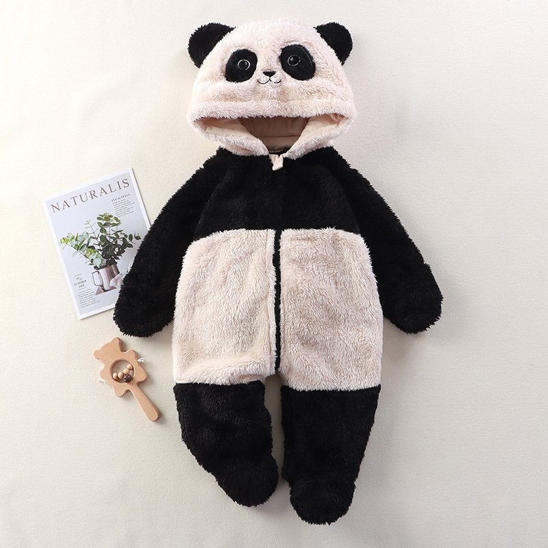 Baby home onesie Autumn and winter baby cute cartoon panda rabbit bear onesie go out plush overalls