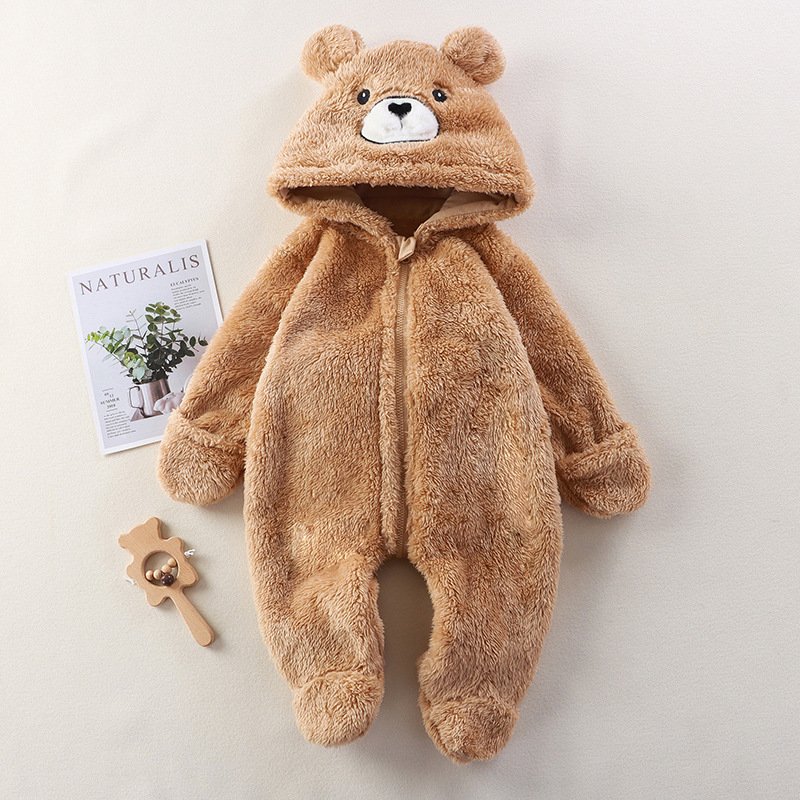 Baby home onesie Autumn and winter baby cute cartoon panda rabbit bear onesie go out plush overalls