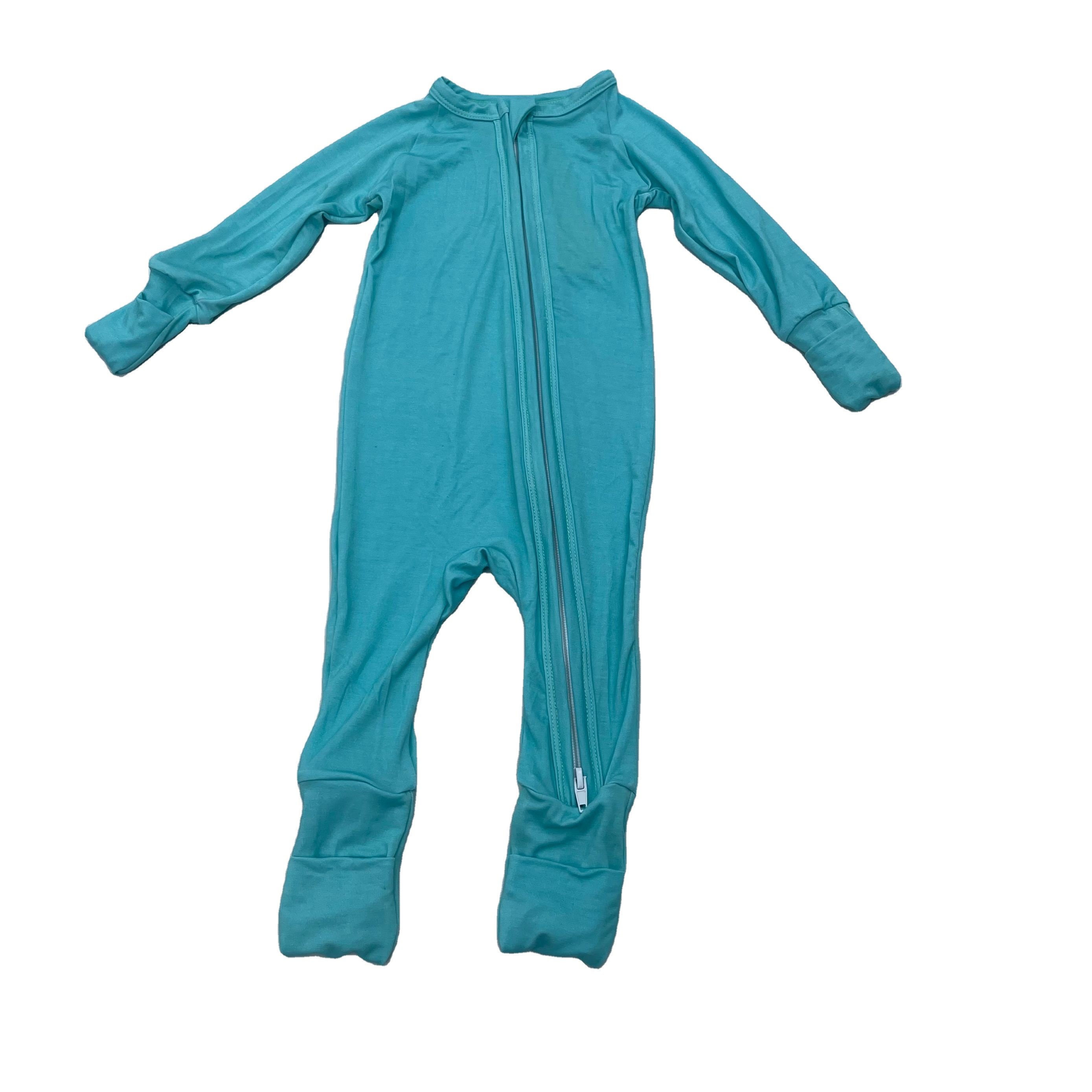 High Quality Wholesale Solid Baby Newborn Bamboo Viscose Infant Toddler Pajamas Fold over Cuffs Baby Rompers Multi Colors