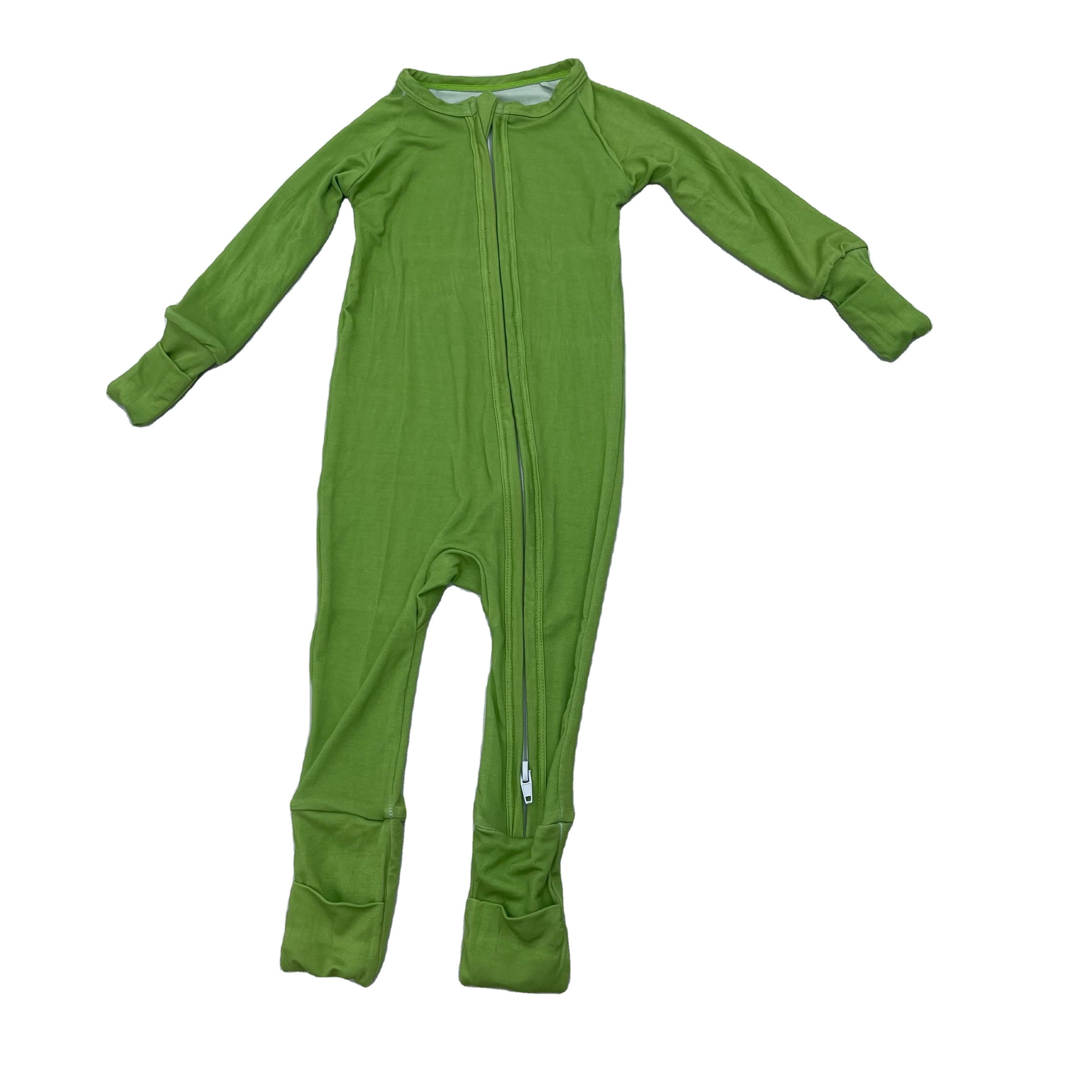 High Quality Wholesale Solid Baby Newborn Bamboo Viscose Infant Toddler Pajamas Fold over Cuffs Baby Rompers Multi Colors