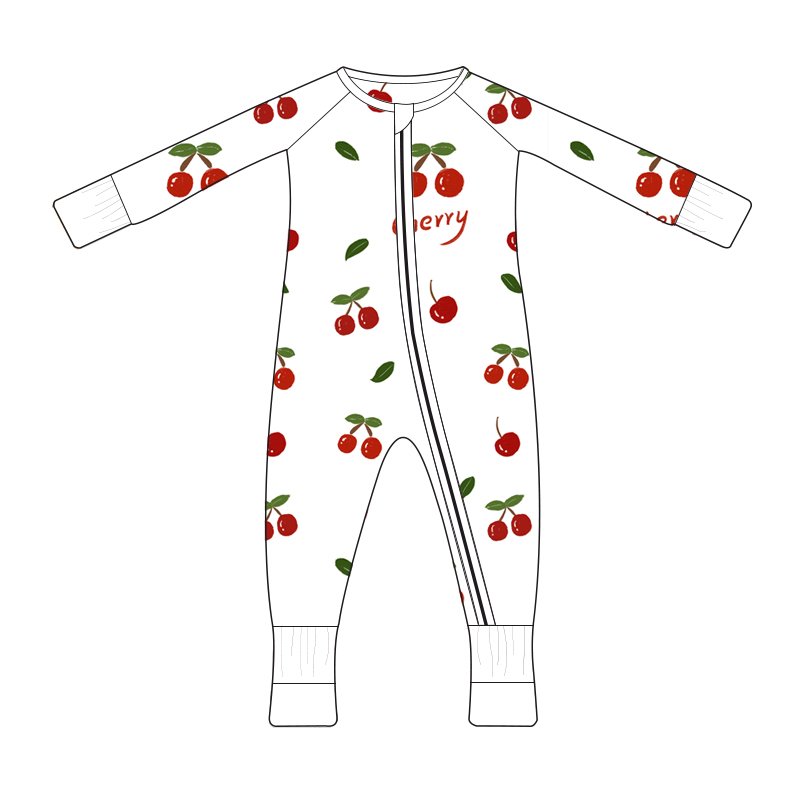 High Quality printed Customized 95%Bamboo 5%Spandex Logo Long sleeve bamboo viscose pajamas Zipper bamboo baby romper pajama