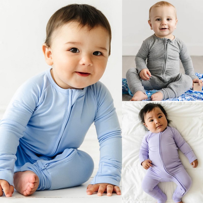 Bamboo Viscose Soft Baby Jumpsuit Pajamas Newborn Sleeper Baby Unisex Clothes Printed Custom Baby Rompers