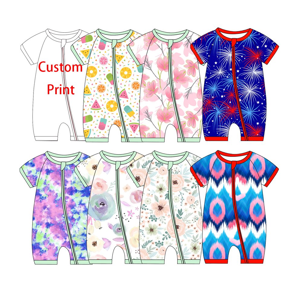 Popular Bamboo Baby Romper Zipper Short Sleeve pajamas set Short Style Zipper