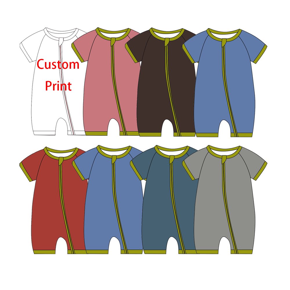 Popular Bamboo Baby Romper Zipper Short Sleeve pajamas set Short Style Zipper
