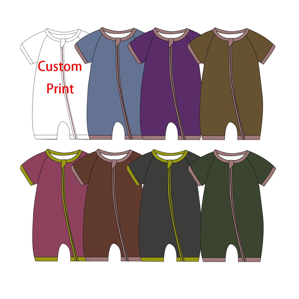 Popular Bamboo Baby Romper Zipper Short Sleeve pajamas set Short Style Zipper