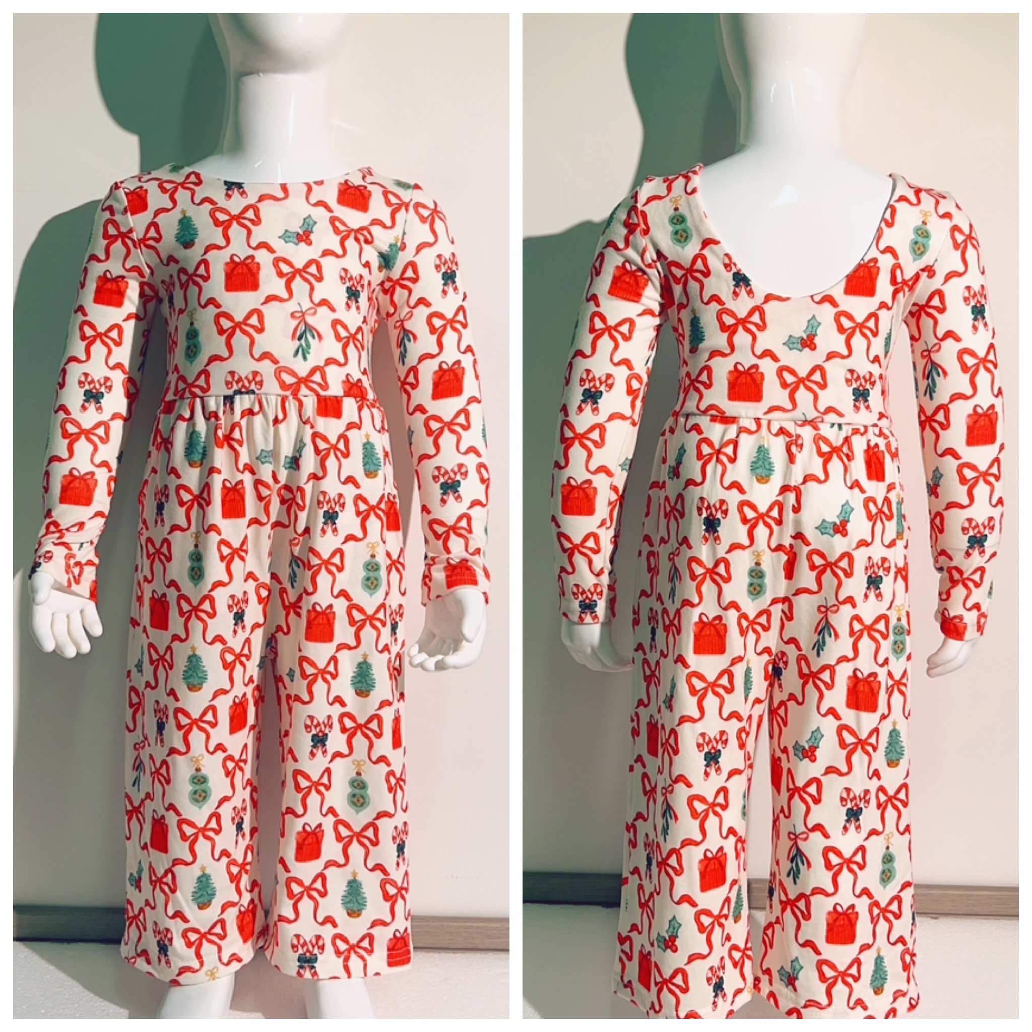 Customized Girls Christmas Print Bamboo Kids Toddler Girl Holiday Cloth Romper Outfit Baby Boutique Kids Jumpsuit