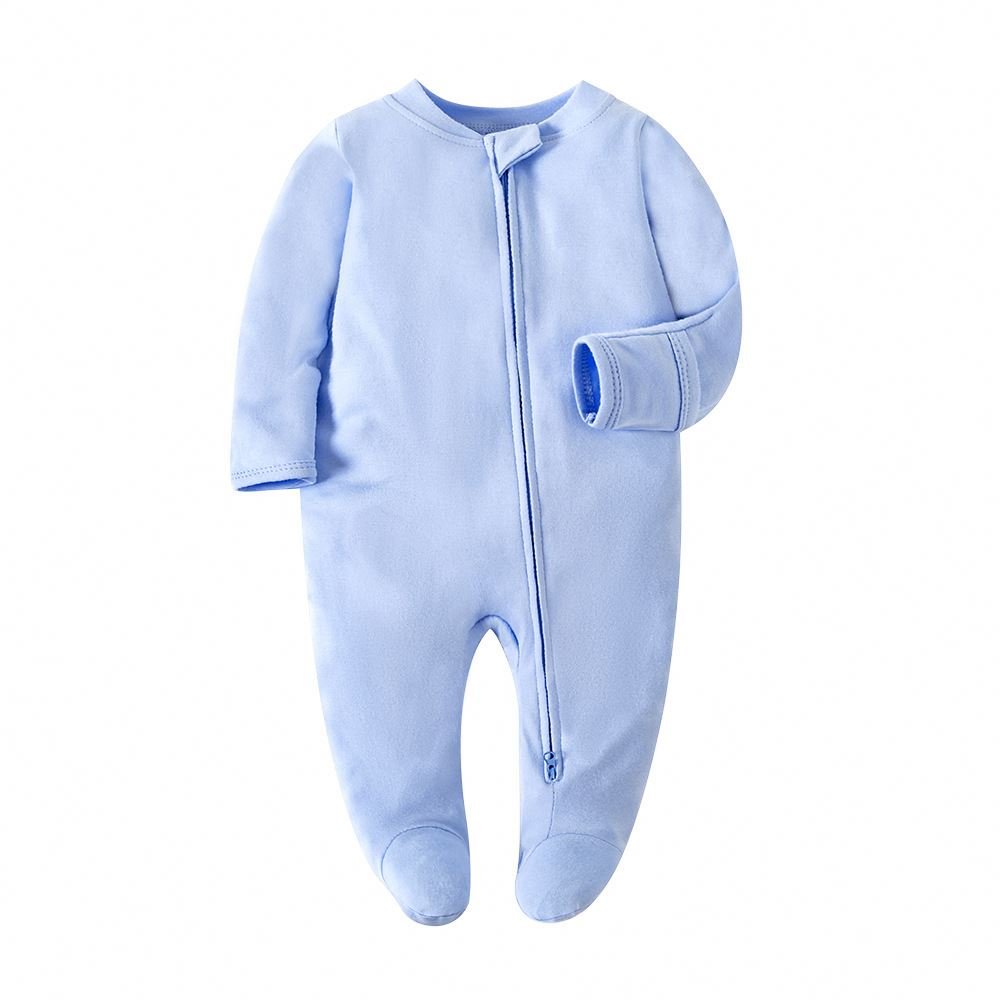 Infant Toddler Clothes Sleep Wear Footed Zipper Jumpsuit Plain Unisex Baby Romper