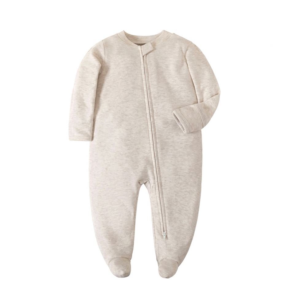 Infant Toddler Clothes Sleep Wear Footed Zipper Jumpsuit Plain Unisex Baby Romper