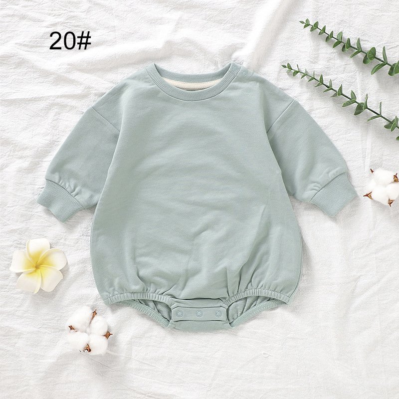 2024 New Baby Boutique Romper 100% Organic Cotton Solid Sweater Long Sleeved Baby Rompers 0-3 months