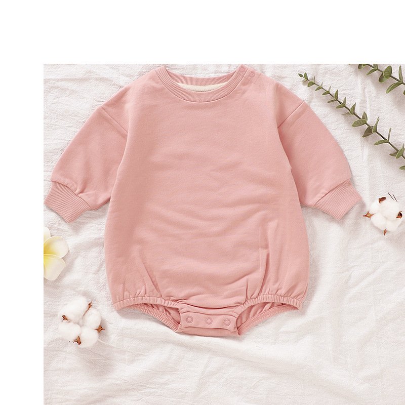 2024 New Baby Boutique Romper 100% Organic Cotton Solid Sweater Long Sleeved Baby Rompers 0-3 months