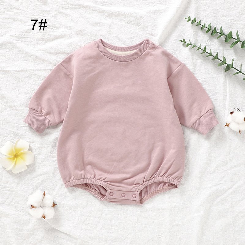 2024 New Baby Boutique Romper 100% Organic Cotton Solid Sweater Long Sleeved Baby Rompers 0-3 months