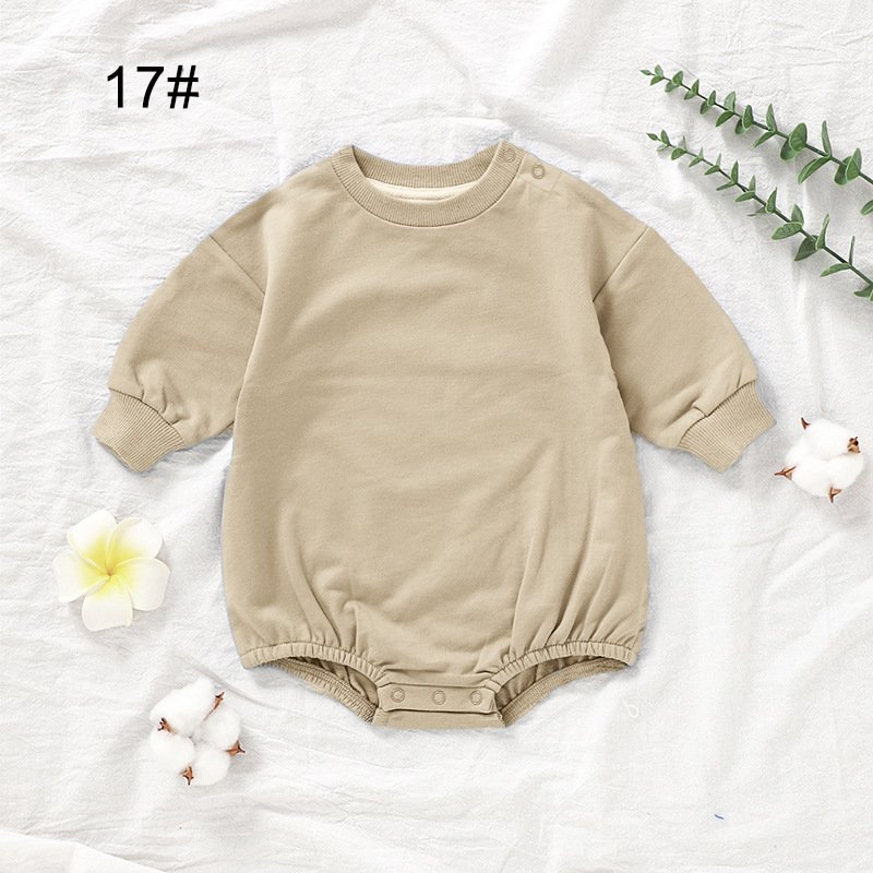 2024 New Baby Boutique Romper 100% Organic Cotton Solid Sweater Long Sleeved Baby Rompers 0-3 months