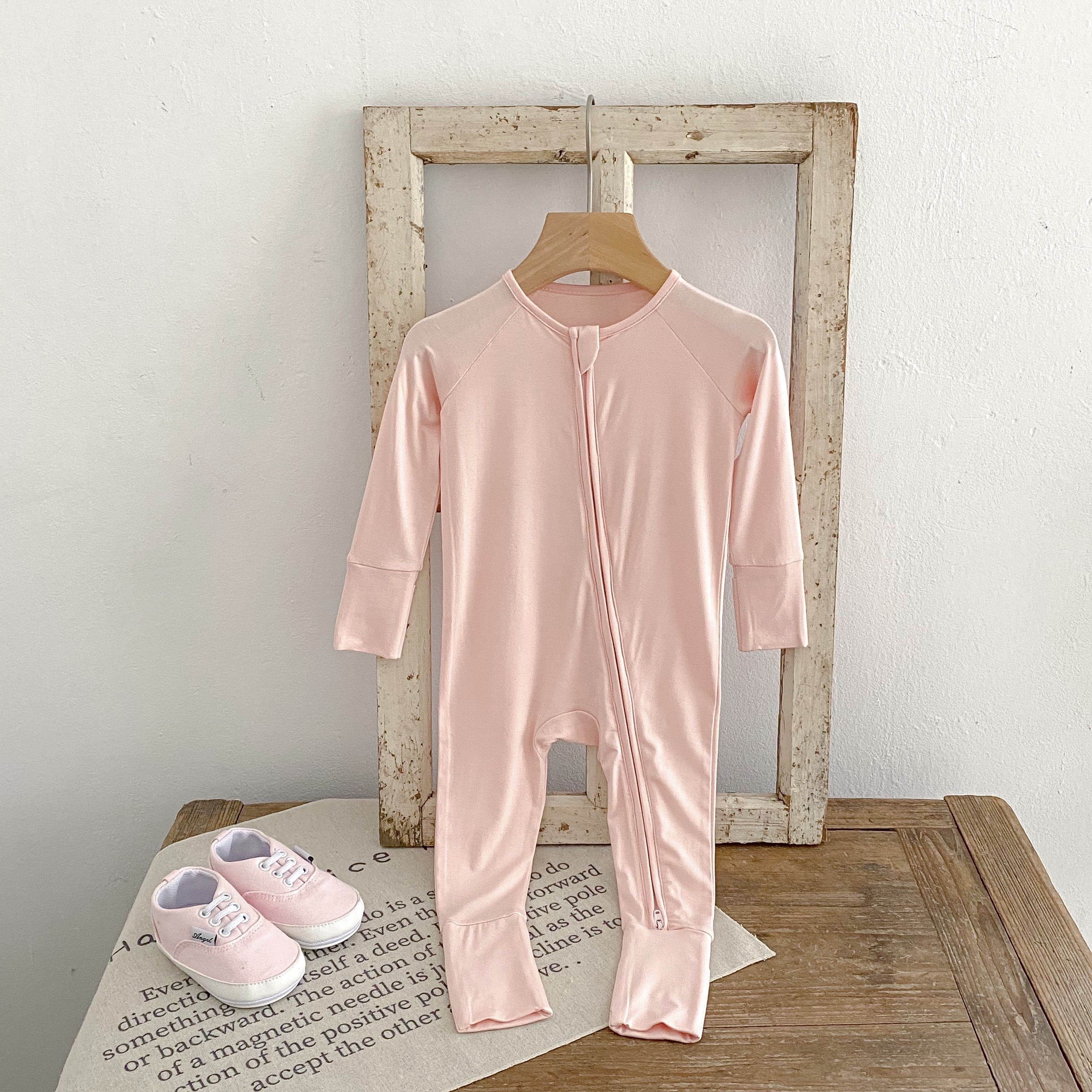 Customized logo from 1pcs Bamboo Newborn Baby clothes Zipper Pajamas Suit Set Soft Baby Jumpsuit Sleepers Baby Rompers