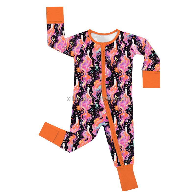 Manufacturer Wholesale Baby Clothes Halloween Infant Zipper Pajamas Bamboo Baby Romper