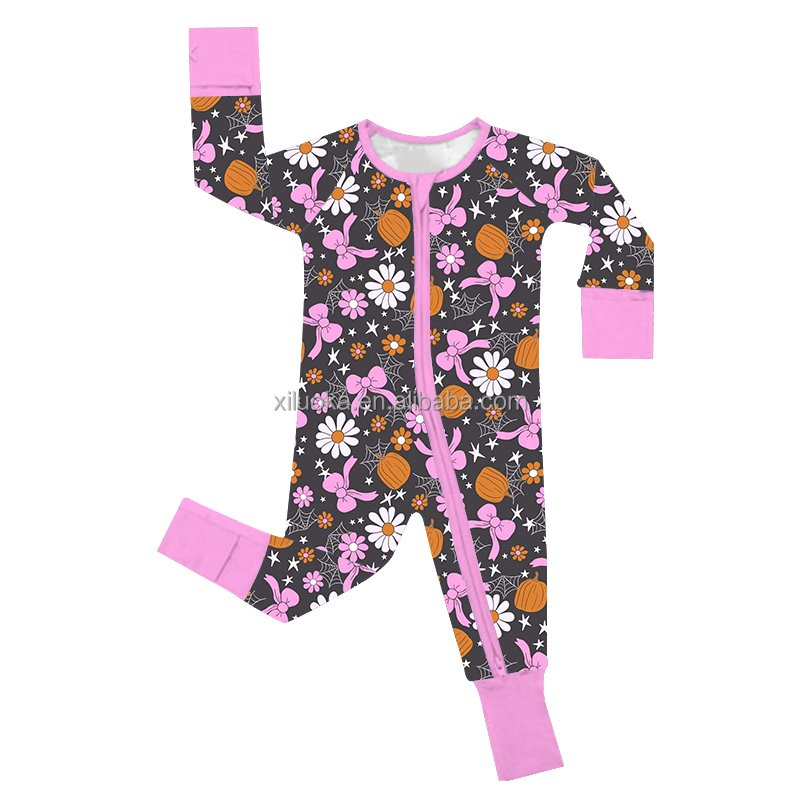 Manufacturer Wholesale Baby Clothes Halloween Infant Zipper Pajamas Bamboo Baby Romper