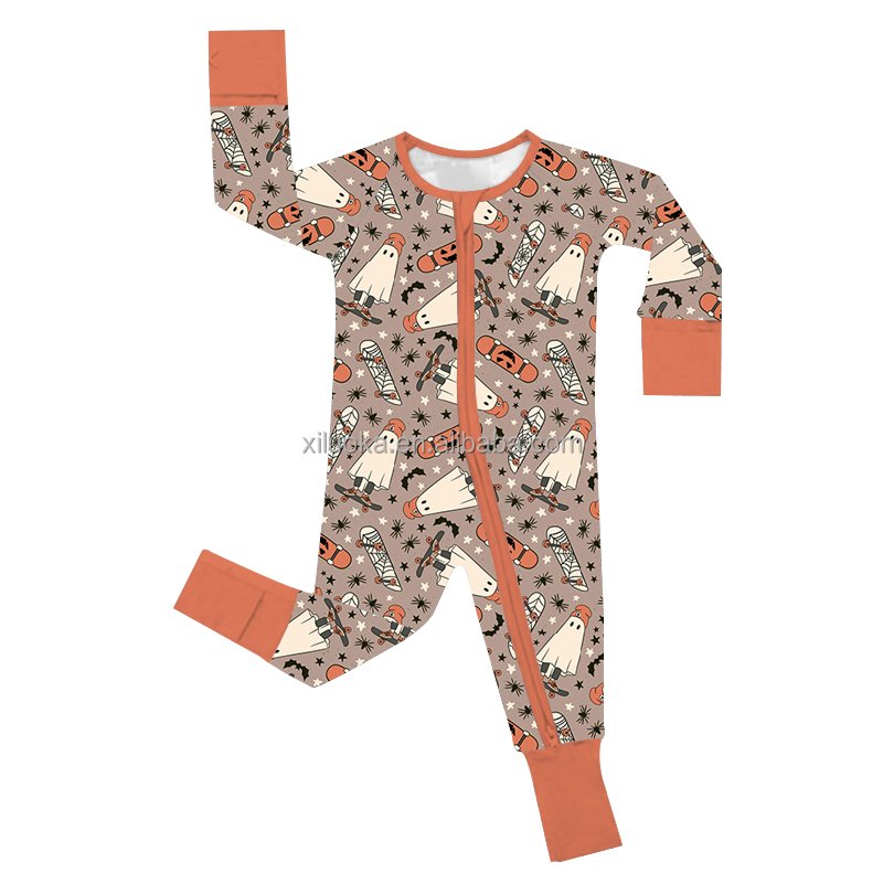 Manufacturer Wholesale Baby Clothes Halloween Infant Zipper Pajamas Bamboo Baby Romper