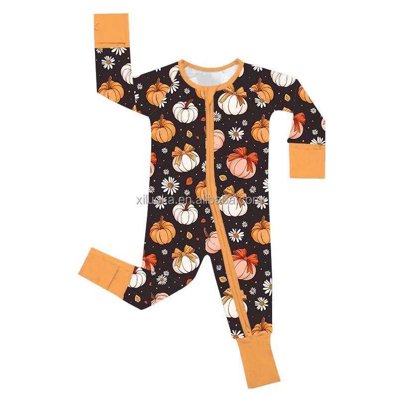 Manufacturer Wholesale Baby Clothes Halloween Infant Zipper Pajamas Bamboo Baby Romper