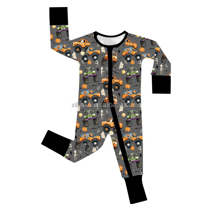 Manufacturer Wholesale Baby Clothes Halloween Infant Zipper Pajamas Bamboo Baby Romper