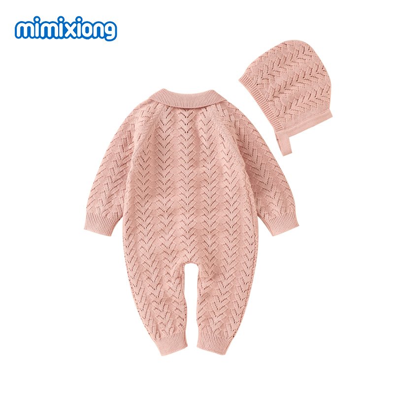 Hot Sale 2024 Mimixiong 2Pcs Set 100% Cotton Knitted Baby Romper With Hat Baby Soft Sets