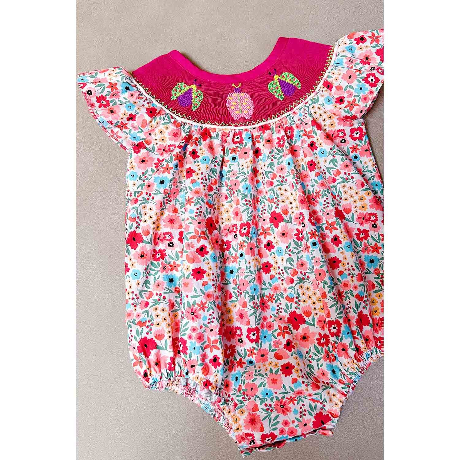 Yihui ODM summer Newborn girls 100% cotton children's summer short sleeve custom patterned embroidery jumpsuit baby romper
